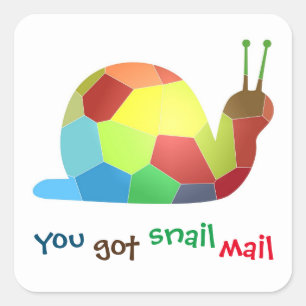 Du Har Snigel Mail - Cute & Colorful Fyrkantigt Klistermärke