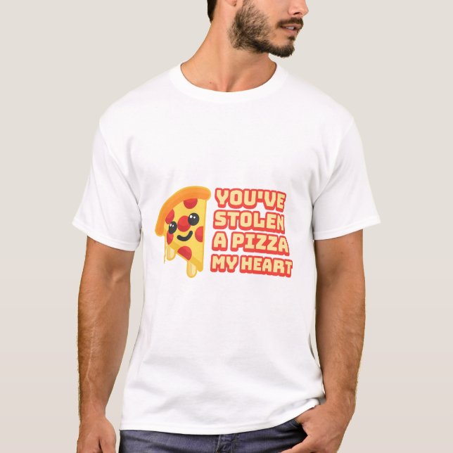 Du har stulen ett pizza mitt hjärta! Cute Pizza Te T Shirt (Framsida)