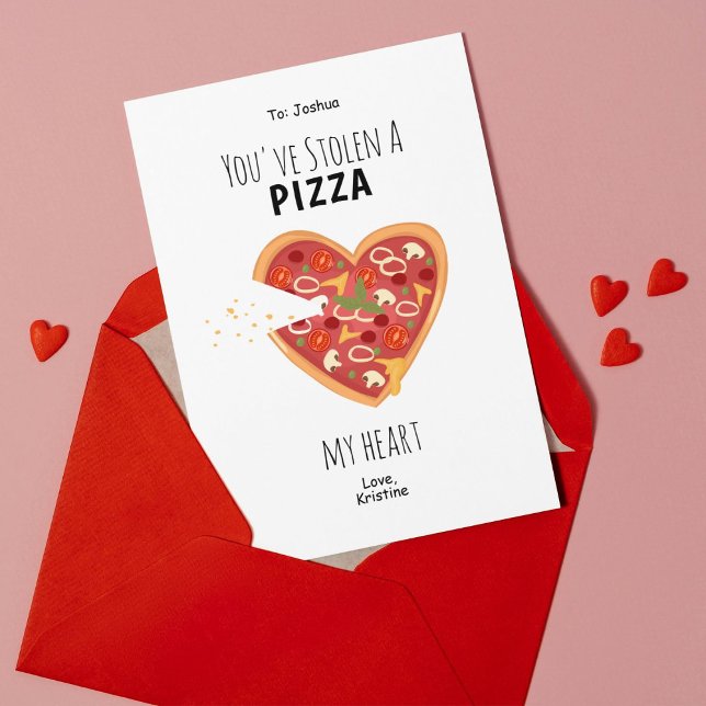 Du har stulit ett pizza mitt hjärta Valentinkort Meddelande (This adorable Valentine’s card is perfect for pizza lovers! Cute, playful, and full of charm!)