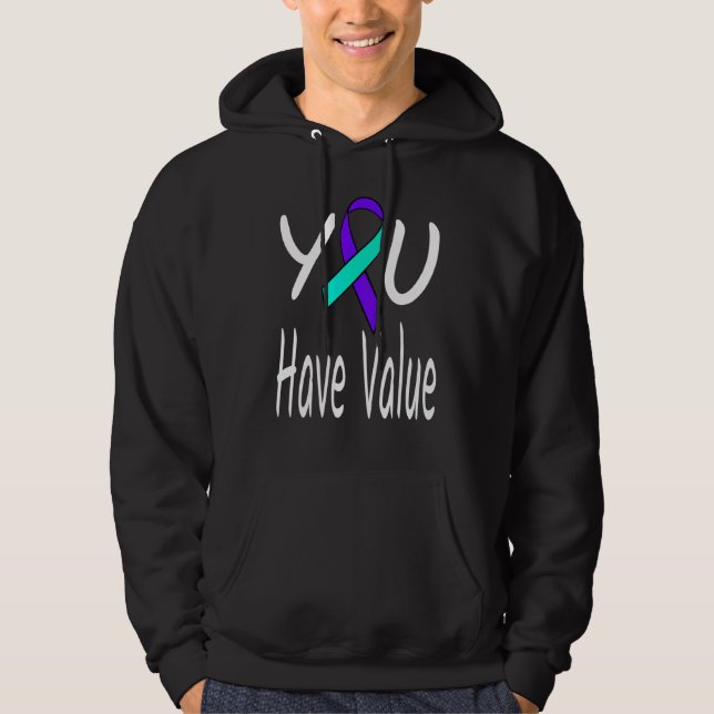 Du Har Värde Suicide Prevention Band Medvetenhet Hoodie (Framsida)