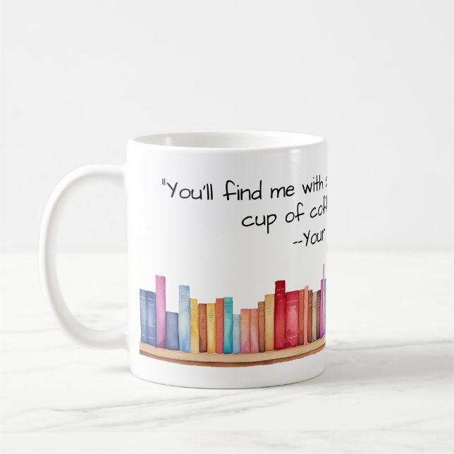 Du hittar mig med Bok och kaffe Kaffemugg (Vänster)