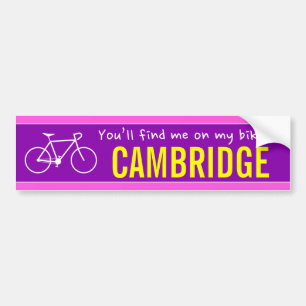 "Du hittar mig på min cykel i CAMBRIDGE" (Kanada) Bildekal