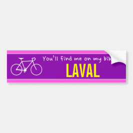 "Du hittar mig på min cykel i LAVAL" (Kanada) Bildekal