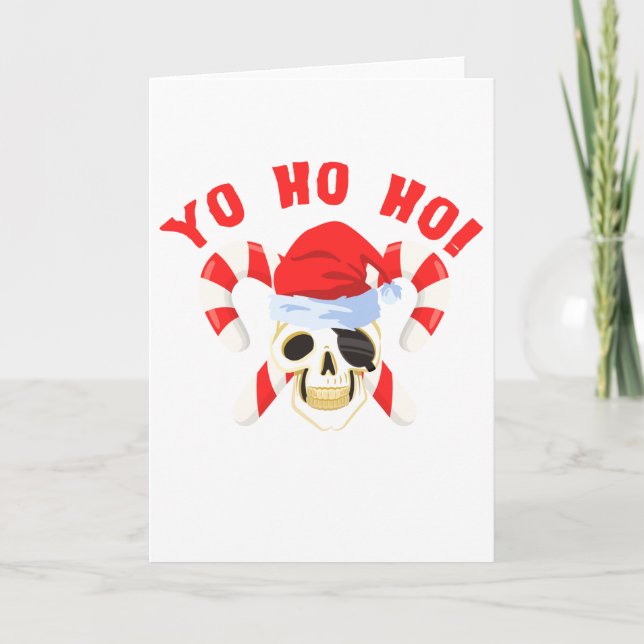 Du Ho Ho Pirat Santa Skull jul Helgkort (Framsida)