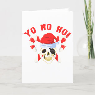 Du Ho Ho Pirat Santa Skull jul Helgkort