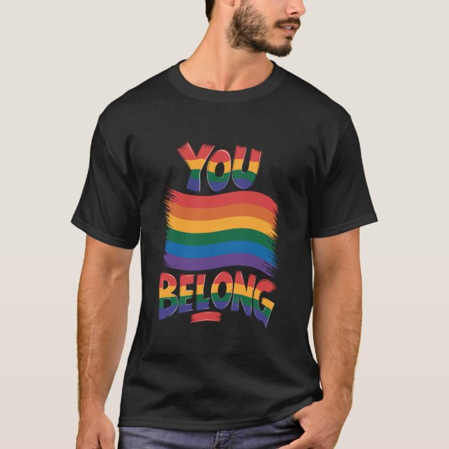 Du hör regnbågsmeddelande inkluderande design t shirt (Framsida)