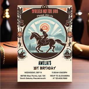 Du Horse Cowboy Kentucky Derby Party 1:a födelseda Inbjudningar