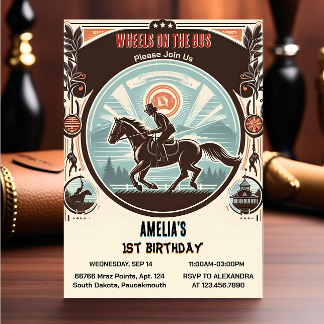 Du Horse Cowboy Kentucky Derby Party 1:a födelseda Inbjudningar (Skapare uppladdad)