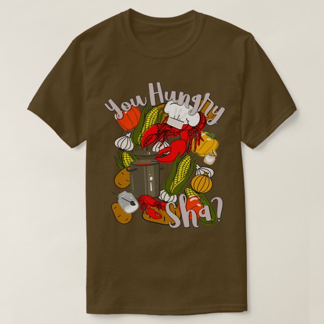 Du Hungrig Sha Cooking Cajun Kräftor Chef Gumbo T Shirt (Design framsida)