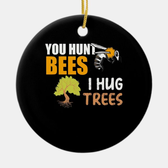 Du Hunt Bees i Hug Träd Julgransprydnad Keramik (Framsidan)