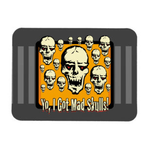 Du I Har Mad Döskallar Ram Gfx Grått Rand Magnet