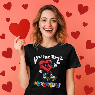 Du Inc Rizz min hjärtslag - Söt skateboard-hjärta T Shirt