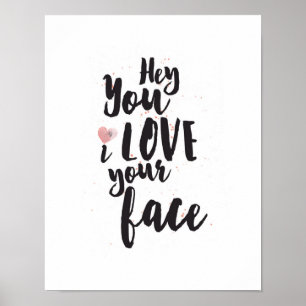 Du jag Kärlek ditt Ansikte Rosa Heart Poster