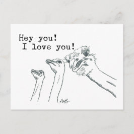 Du! Jag Kärlek! - Strutsningskort Vykort
