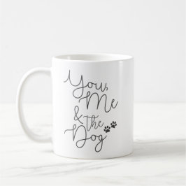 Du, jag och Hund, minimalistisk svart och vit Kaffemugg