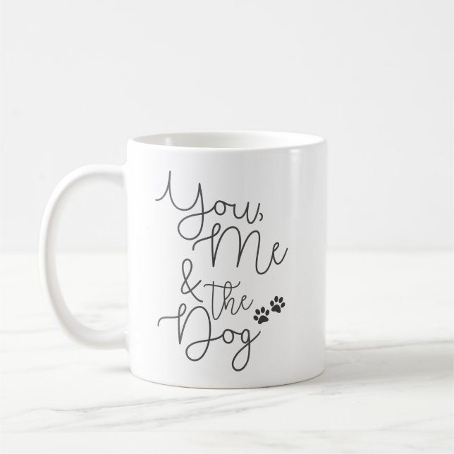 Du, jag och Hund, minimalistisk svart och vit Kaffemugg (Vänster)