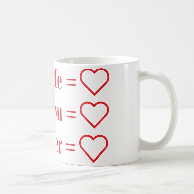Du + Jag = ❤️ | Personlig Romantisk Kärleksdesign Kaffemugg (Höger)