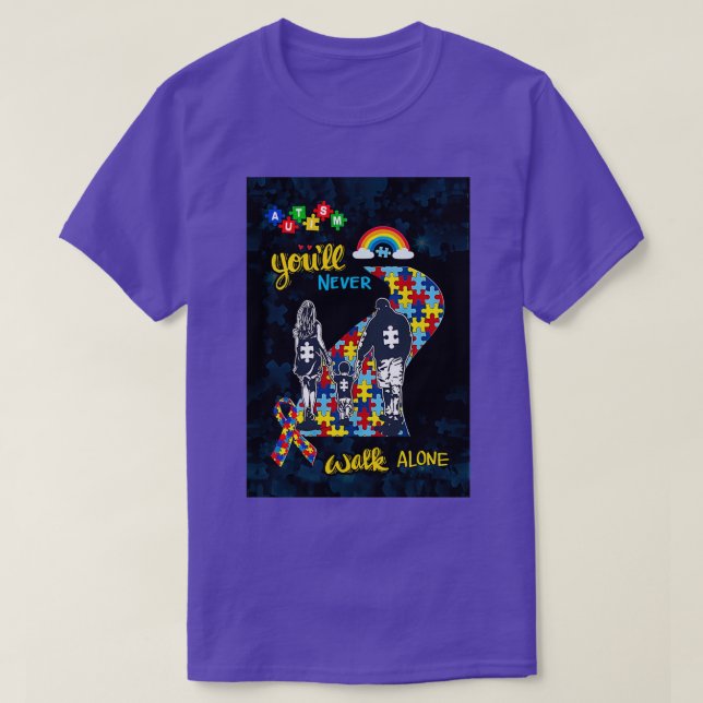 Du kan aldrig gå i Alone Son Autism Lodrät Matte T Shirt (Design framsida)