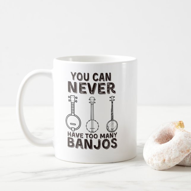 Du kan aldrig ha för många banjos lustiga banjo kaffemugg (Med munk)