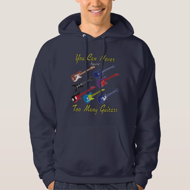 Du kan aldrig ha för många gitarrer - färgstarka hoodie (Framsida)