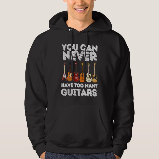 Du Kan Aldrig Ha För Många Gitarrer   Gitarr Hoodie (Framsida)