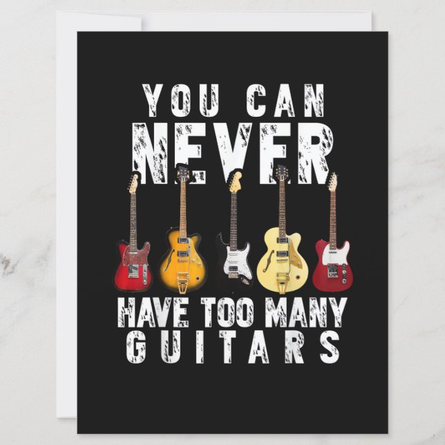 Du Kan Aldrig Ha För Många Gitarrer Musik Rolig Gi (Framsida)