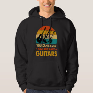 Du Kan Aldrig Ha För Många Gitarrer Vintage Musik Hoodie