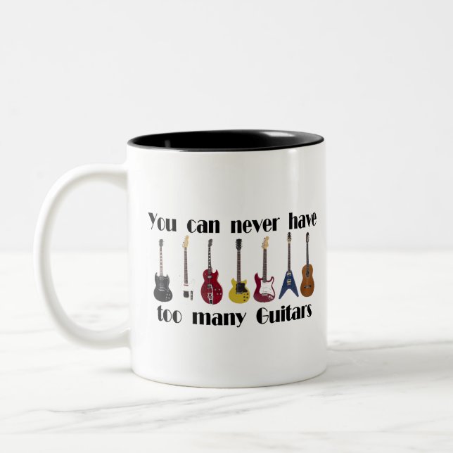 Du kan aldrig ha för många gitarrgåvor Två-Tonad mugg (Vänster)
