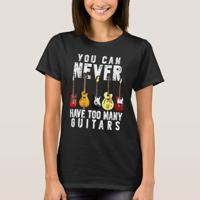 Du kan aldrig ha för många Guitars Funny Guitar T Shirt (Framsida)