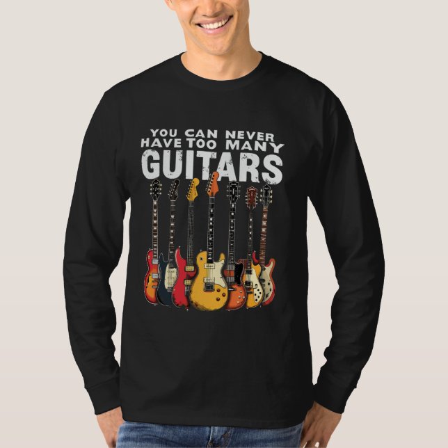 Du kan aldrig ha för många Guitars Music Guitar T Shirt (Framsida)