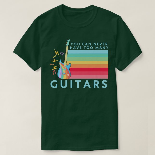 Du kan aldrig ha för många Guitars Music-regnbåge T Shirt (Design framsida)