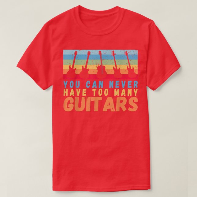 Du kan aldrig ha för många Guitars Music-regnbåge T Shirt (Design framsida)