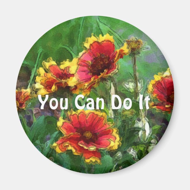 Du kan göra det blommor Motiv Magnet (Framsidan)