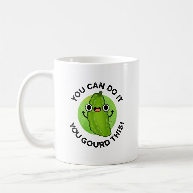 Du kan göra det, du får den här jävla Veggie Pun Kaffemugg (Vänster)