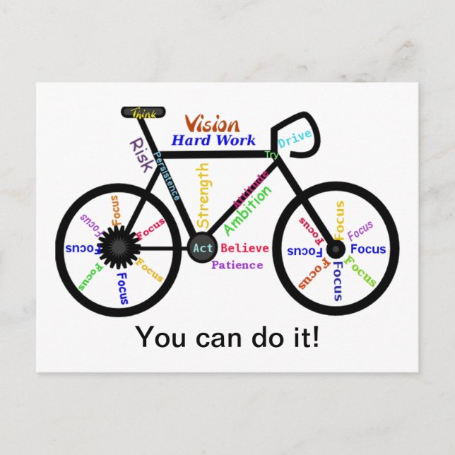 Du kan göra det, Motivational Bike, Cycle Cycling Vykort (Framsida)