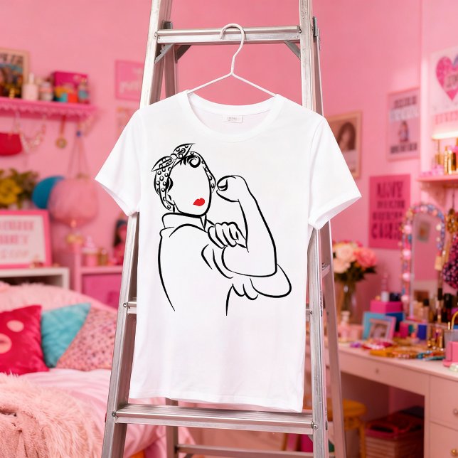 Du kan göra det - Snyggt Rosie Riveter T Shirt (This inspiring t-shirt, features an uber cool “We Can Do It!” Rosie The Riveter inspired image.)
