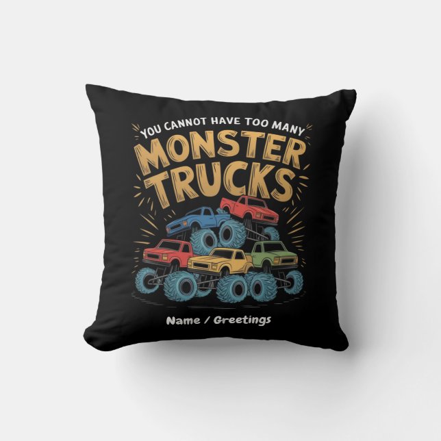 Du kan inte ha för många Monster Lastbilar Kudde (Framsida)