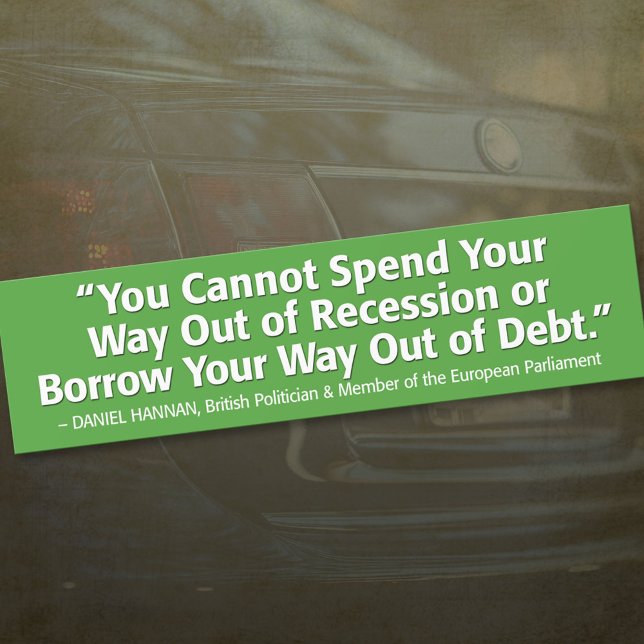 Du kan inte spendera din väg ut ur recessionen bildekal (Skapare uppladdad)