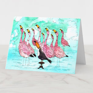 Du kan också, Toucan och Flamingos vattenfärgstom Tack Kort