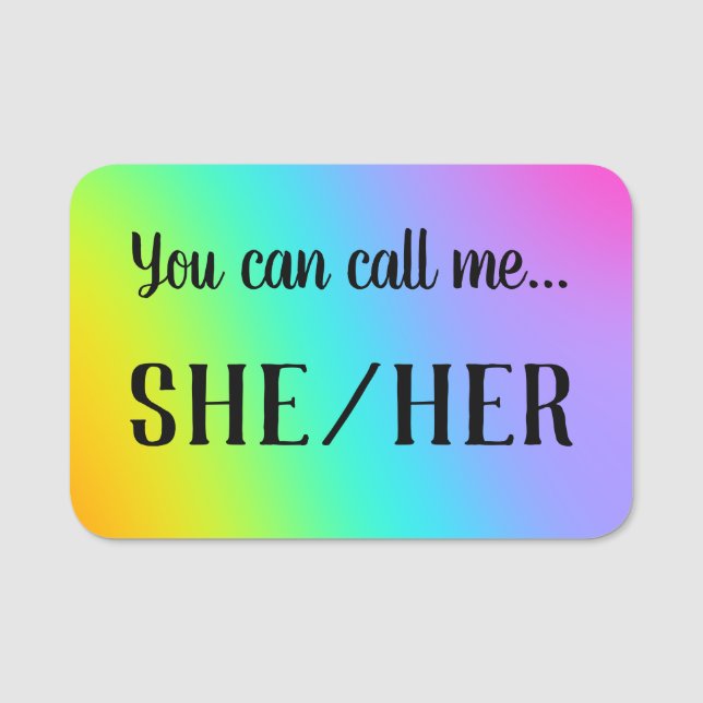 "Du kan ringa mig.. Hon/hennes Pronouns Pin Namnbricka (Framsida)