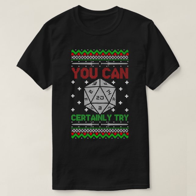 Du kan säkert prova julen D20 Vuxen Gamer Swe T Shirt (Design framsida)