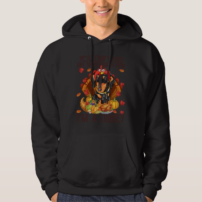 Du kan se Dachshunds här, jag är ett Turkiet, roli Hoodie (Framsida)