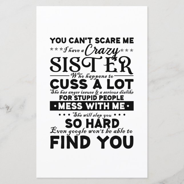 Du kan Skrämma mig att jag har en galen syster (Framsida)