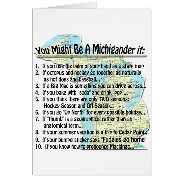 Du kan vara en Michigander om: Hälsningskort (Framsidan)