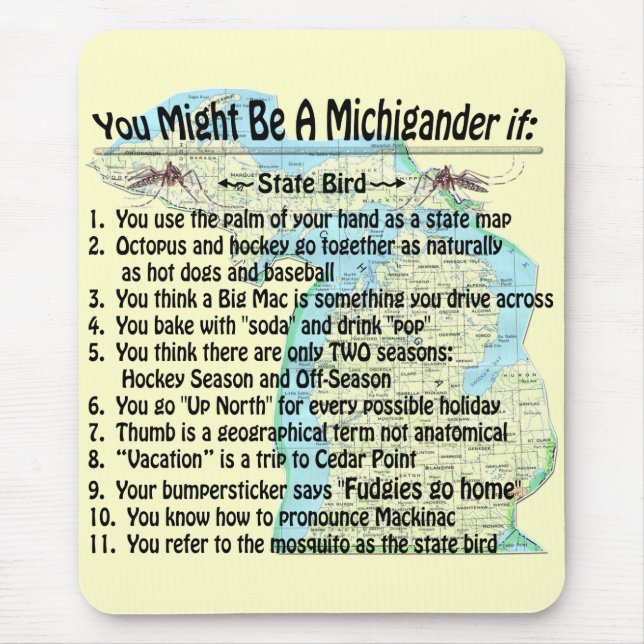 Du kan vara en Michigander om: Musmatta (Framsidan)