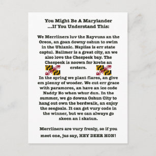 Du kan vara ett Marylander-vykort Vykort