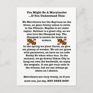 Du kan vara ett Marylander-vykort Vykort