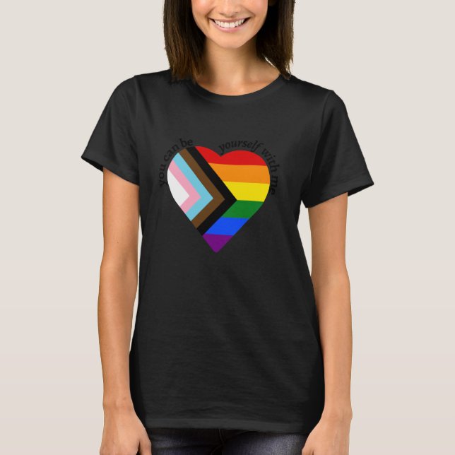 Du kan vara med mig LGBTQ-regnbåge flagga Pro T Shirt (Framsida)