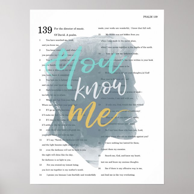 Du känner mig, Psalm 139, Male Silhouette Poster (Framsidan)