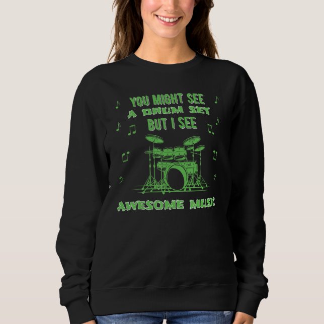Du kanske ser en trumset trummande trummis t shirt (Framsida)